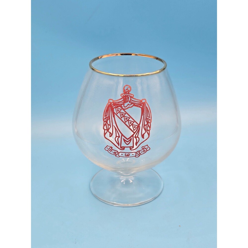 Vintage Brandy Snifter Glass with Red Emblem